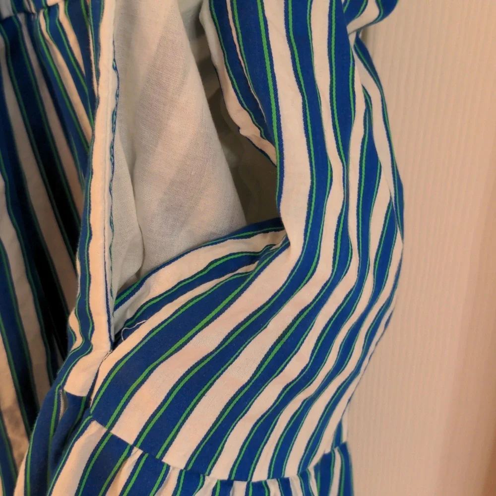 J Crew Blue and White Striped Maxi Dress, XL